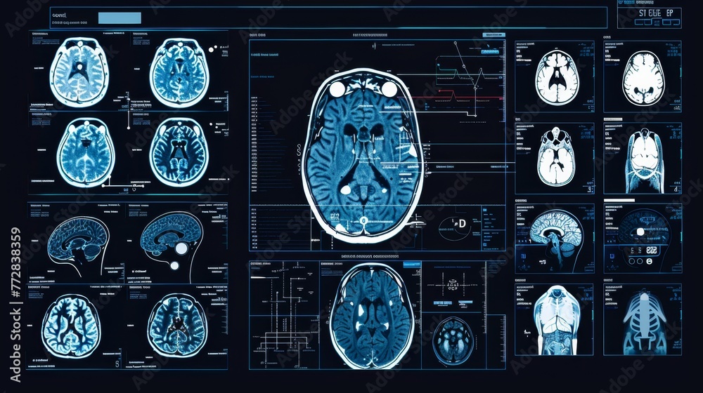 Poster Computer Screen Displaying Multiple Brain Images