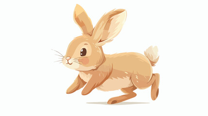 Cartoon funny rabbit on white background Flat vector