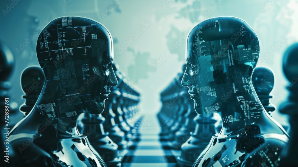 Poster Assembly Line of Advanced Robots in a High-Tech Facility