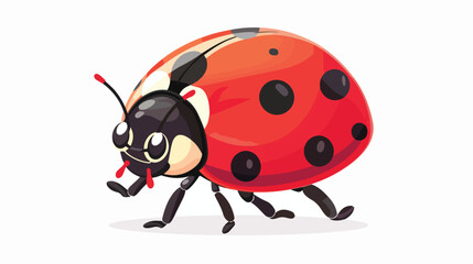Cartoon ladybug waving Flat vector isolated on white