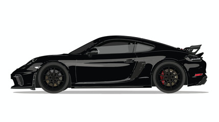 A black sport car isolated on white flat vector isolated