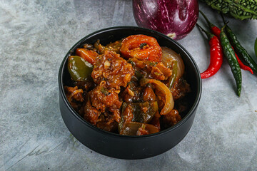 Asian cuisine - prawn in chili sauce