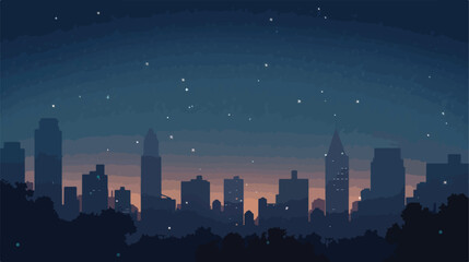  A city against a starlit sky. flat vector isolated on