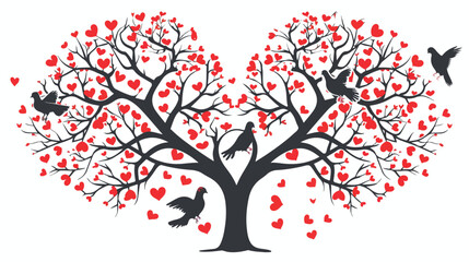 A heart tree love doves birds St. Valentines Day background