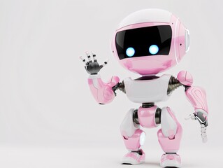 Obraz na płótnie Canvas a pink and white robot with a white background