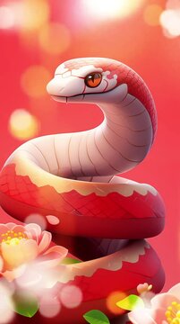 Cartoon beautiful Chinese new year zodiac snake illustration video
