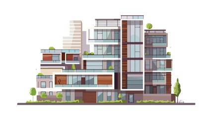 Redfi3 architecture building construction flat vector isolated