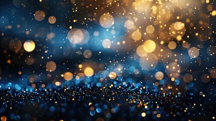 Fototapeta na wymiar Glitter light gold blue background, blurry texture