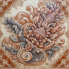The beautiful patterns on the tiles include floral designs, Phaya Na designs, dragon designs, and Thai designs.