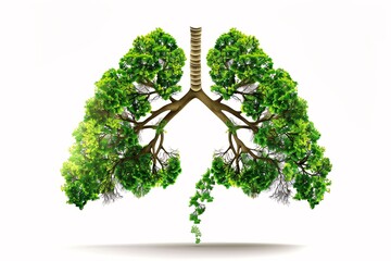 a tree shaped lungs with a white background - Powered by Adobe