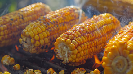 Zbliżenie na grilowane kolby kukurydzy