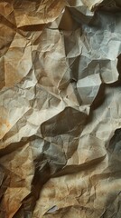Close-up of crumpled brown paper texture
