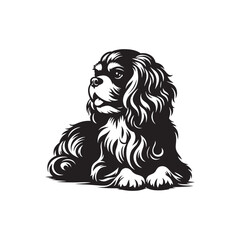 Elegant Cavalier King Charles Spaniel Silhouette, Vector Dog Breed Illustration, Graceful Pet Profile- Cavalier King Charles Spaniel black vector stock