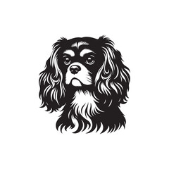 Elegant Cavalier King Charles Spaniel Silhouette, Vector Dog Breed Illustration, Graceful Pet Profile- Cavalier King Charles Spaniel black vector stock