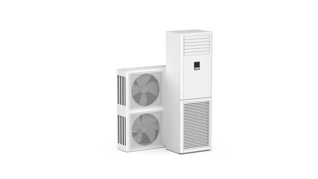 Big floor standing air conditioner on white background