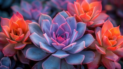 Vibrant succulent plants with a soft focus background - obrazy, fototapety, plakaty