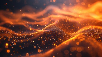 Abstract orange glowing swirl particles. - 772844955