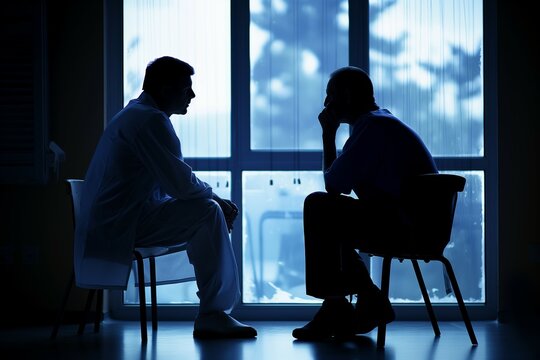 Silhouette of a doctor comforting a patient