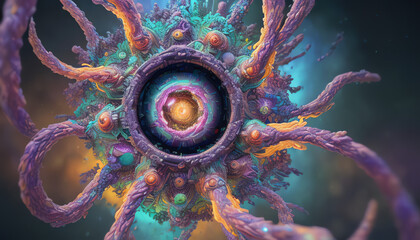 close up of 3d microscopic blue bacteria,virus - obrazy, fototapety, plakaty