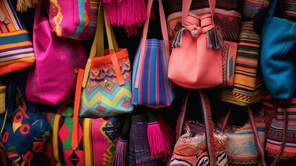 Image of the collection of colorful handbags. - 772845137