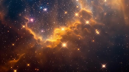 Starry cosmic dust, shining stars rays in space. - 772845146