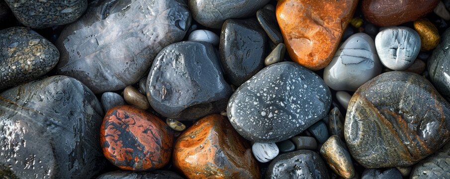Wet colorful pebbles