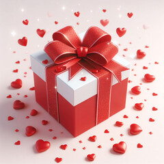 gift box with red heart. red gift box