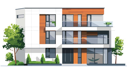 Facade of modern residential architecture flat vector