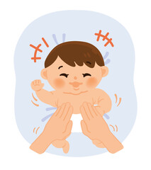 ベビーマッサージを受ける赤ちゃんのイラスト