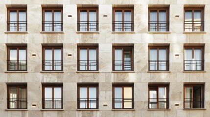 Fototapeta premium Facade of a modern apartment building with multiple windows
