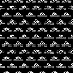Tractor logo seamless pattern on black