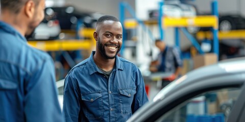 Obraz premium Portrait Shot of a Handsome Mechanic Working on a Vehicle in a Car Service.