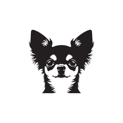 Chihuahua Dog Silhouette Vector: Tiny, Elegant, Expressive Breed Profile in Minimalist Graphic Design- Chihuahua black vector stock.