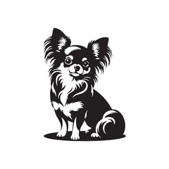Chihuahua Dog Silhouette Vector: Tiny, Elegant, Expressive Breed Profile in Minimalist Graphic Design- Chihuahua black vector stock.
