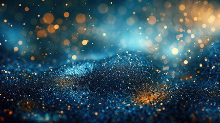 Glitter light gold blue background, blurry texture