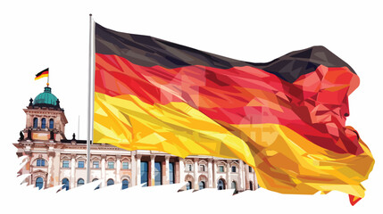 Flag of Federal Republic of Germany waving in front 