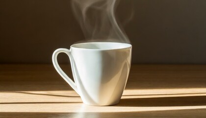 Obraz premium White cup of coffee with steam