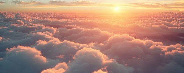 Aerial view of cloudscape during sunset - obrazy, fototapety, plakaty