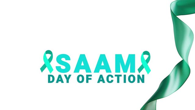 Saam day of action. Teal color ribbon wave motion.