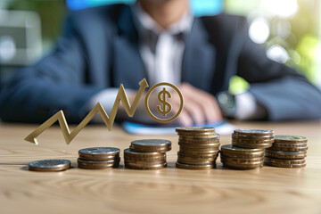 Interest rate and dividend concept. Businessman