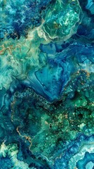 Abstract blue and green acrylic pour painting