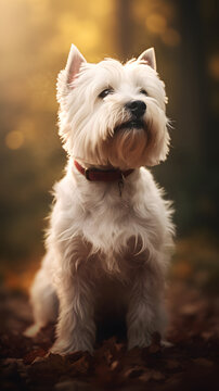 West Highland White Terrier dog photography poster mobile phone vertical background