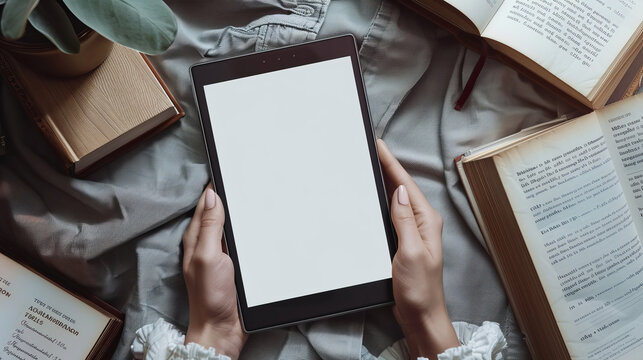 Spark joy in readers with a range of blank label e-book reader skin mockups, ideal for showcasing custom artwork and literary themes