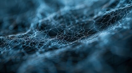 A blue and white image of a web of lines. The lines are very thin and are spread out across the image. The image has a very abstract and modern feel to it - obrazy, fototapety, plakaty