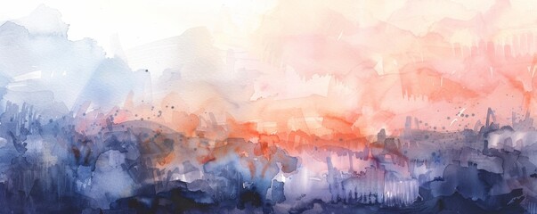 Abstract watercolor landscape painting - obrazy, fototapety, plakaty