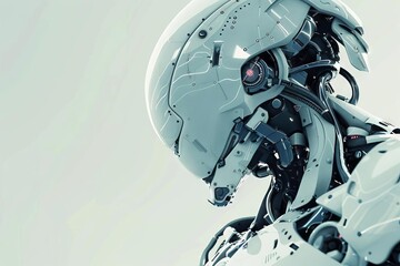 Futuristic robot android, artificial intelligence and advanced technology concept, 3D illustration