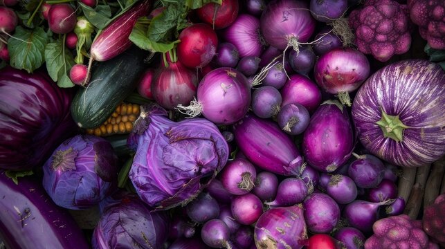 Assortment of fresh purple vegetables