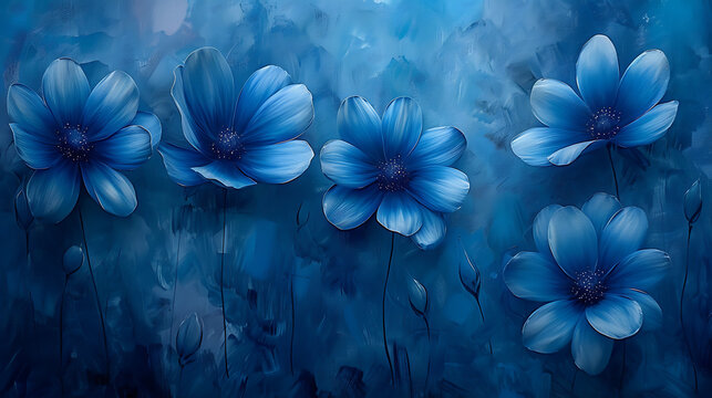 blue flowers on a blue background