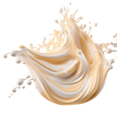 Cream Color milk splash isolated on white background. Generative AI, Vanilla , Splash  