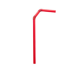 Red color straw isolated on white background, red single straw, one straw